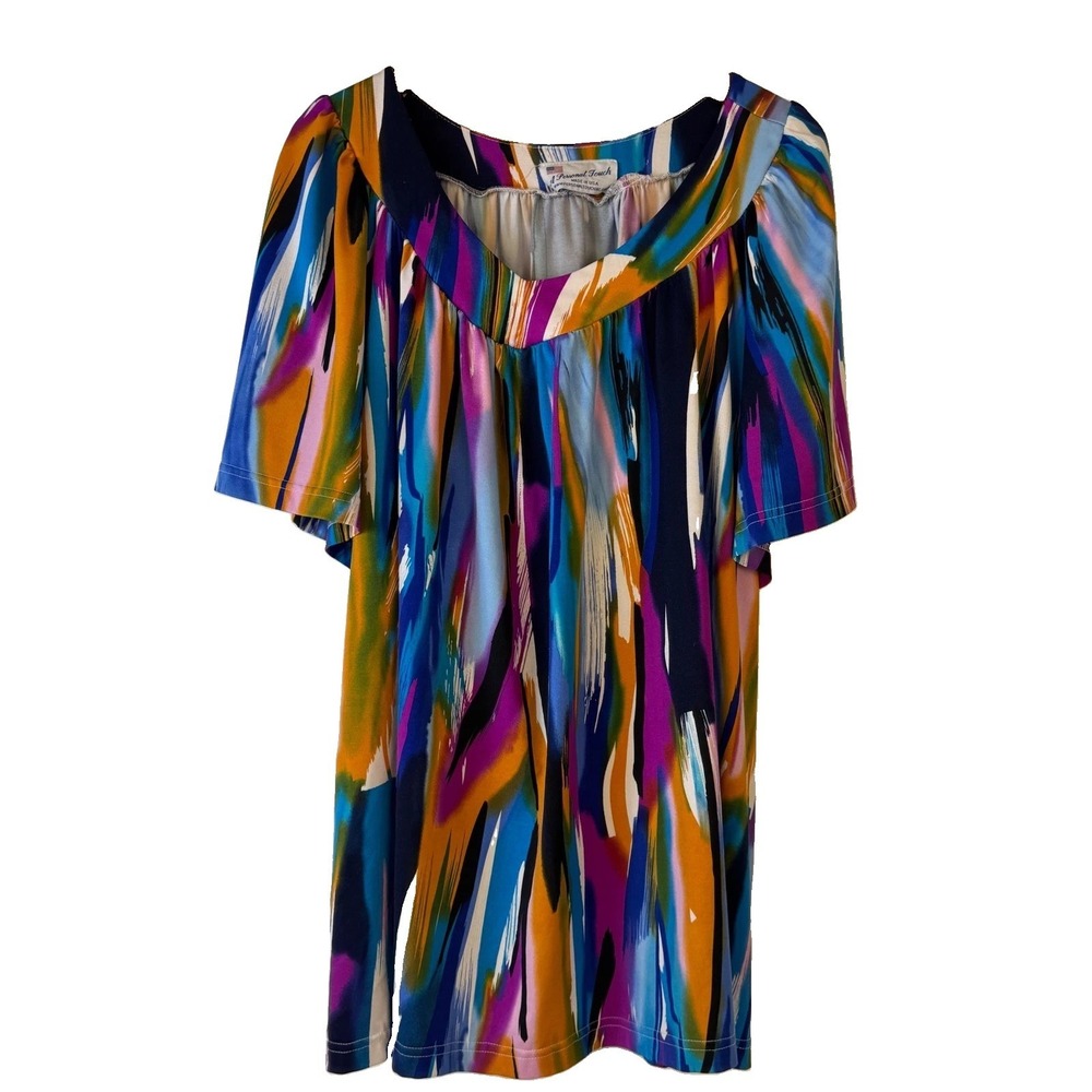 A Personal Touch Top Womens 5X Abstract Scoop Neck Blouse Art Casual US Made
